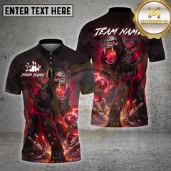 Maxcorners Bowling Shirts Gorilla Fire Smoke Design Multi Options Personalized Name, Team Name 3D Shirt