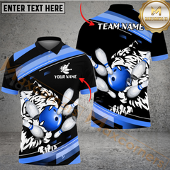 Maxcorners Ball And Pins Tiger Bowling Jersey Multicolor Options Personalized Name, Team Name 3D Shirt