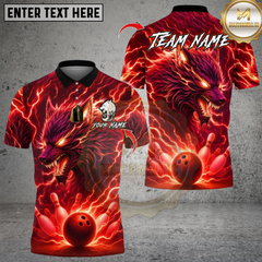 Maxcorners Lightning Wolf With Bowling Multicolor Customized Name, Team Name 3D Shirts