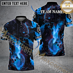 Maxcorners Fiery Wolf Bowling Jersey Multicolor Options Personalized Name, Team Name 3D Shirt