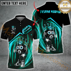 Maxcorners Funny Crowned Eight-Ball Billiard Jersey Multicolor Option Customized Name, Team Name 3D Polo Shirt