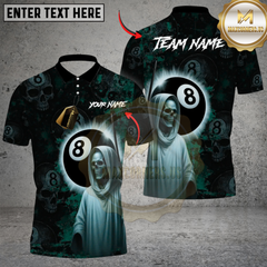 Maxcorners Skull & 8 Ball Custom Polo – Gothic Billiards Pool Team Shirt