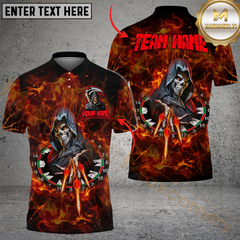 Maxcorners Darts Flame Reaper Throw Personalized Name, Team Name Shirt (4 Colors)