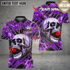 Maxcorners Lightning Thunder Skull Bowling Multicolor Customized Name, Team Name 3D Shirts