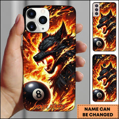 Maxcorners Billiards Fire Dragon 8 Ball Personalized Name Phone Case
