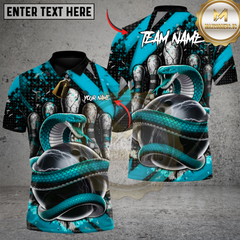 Maxcorners Bowling Inferno Snake Multicolor Customized Name, Team Name 3D Shirts