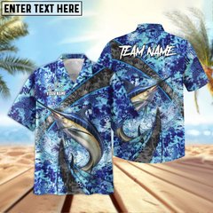 Maxcorners Marlin Fishing Wave Rider Personalized Name, Team Name 3D Hawaiian Shirt