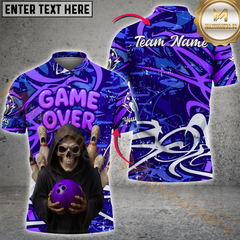 Maxcorners Grim Reaper Game Over Bowling Jersey Multicolor Customized Name, Team Name 3D Shirts