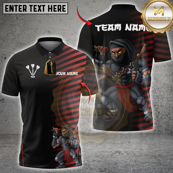 Maxcorners Darts Crimson Ninja Multioptions Personalized Name, Team Name Unisex 3D Shirts