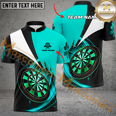 Maxcorners Thunder Lightning Pattern Darts Jersey Multicolor Option Customized Name, Team Name 3D Polo Shirt