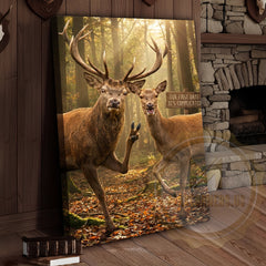 Maxcorners Funny Deer Dating Canvas Wall Art - First Date Complicated Humor Print