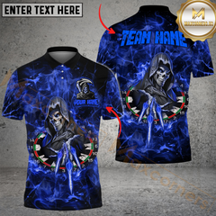 Maxcorners Darts Flame Reaper Throw Personalized Name, Team Name Shirt (4 Colors)