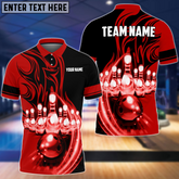 Maxcorners Flame Bowling Ball Break Pins Multicolor Option Customized Name 3D Shirt