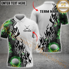 Maxcorners Ball Flame Golf Jersey Multicolor Option Customized Name, Team Name 3D Polo Shirt