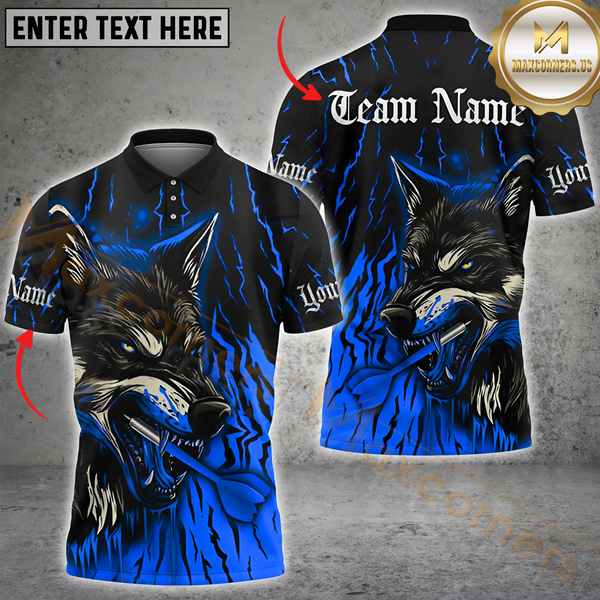 Maxcorners Darts Savage Wolf Multicolor Customized Name, Team Name 3D Shirts