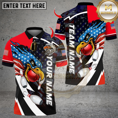 Maxcorners Bowling Eagle US Flag Multicolor Customized Name, Team Name 3D Shirts