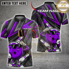 Maxcorners Cool Bowling Ball Multicolor Customized Name, Team Name 3D Shirts