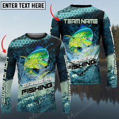 Maxcorners Mahi-Mahi Fishing Aqua Strikephy Sun Protection Personalized Name, Team Name Long Sleeve Shirt
