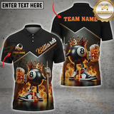 Maxcorners Billiards King Shirt – 8-Ball with Crown Multicolor Personalized 3D Shirt, Royal 8-Ball with Beer & Fire Shirt