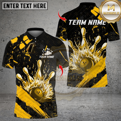 Maxcorners Bowling Flame Splash Multioptions Personalized Name, Team Name Unisex 3D Shirts