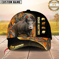 Maxcorners Golden Hunting Orange Camouflage Personalized Name 3D Cap (Deer/Moose/Boar/Duck)