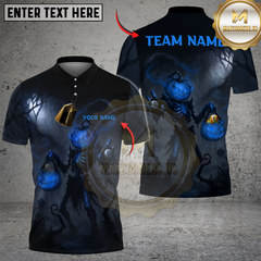 Maxcorners Billiards Ball 8 Halloween Pumpkin Head Hollow Night Personalized Name, Team Name Unisex Shirt (4 Colors)