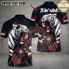 Maxcorners Bowling White Tiger Rage Multicolor Customized Name, Team Name 3D Shirts