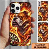 Maxcorners Darts Fire Bulldog Dartboard Personalized Name Phone Case