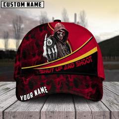 Maxcorners Billiard Ball 8 Hooded Skull Personalized Name 3D Cap (6 Colors)