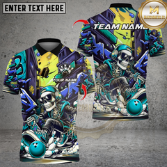 Maxcorners Graffiti Skull Bowling Multicolor Customized Name, Team Name 3D Shirts