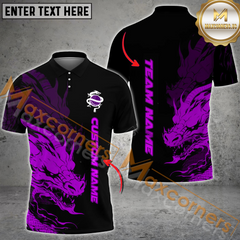 Maxcorners Golf Dragon Flame Multicolor Option Customized Name, Team Name 3D Polo Shirt