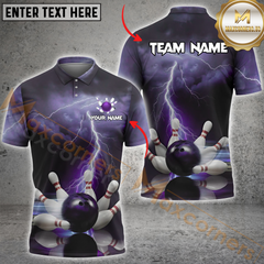 Maxcorners Thunder Strike Bowling Jersey Multicolor Option Personalized Name, Team Name 3D Polo Shirt