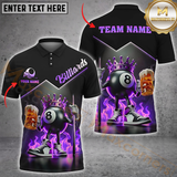 Maxcorners Billiards King Shirt – 8-Ball with Crown Multicolor Personalized 3D Shirt, Royal 8-Ball with Beer & Fire Shirt