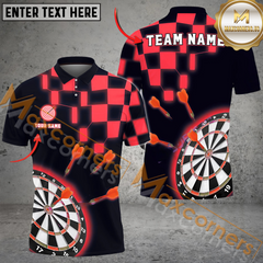Maxcorners Darts Checkerboard Mutilcolor Option Customized Name, Team Name 3D Polo Shirt