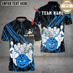 Maxcorners Bowling Angry Ball vs Screaming Pins Multicolor Customized Name, Team Name 3D Shirts