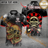 Maxcorners Darts Smoke Skull Mutilcolor Options Personalized Name, Team Name 3D Polo Shirt