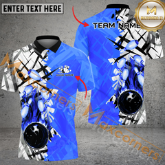 Maxcorners Double Faced Bowling Jersey Multicolor Option Customized Name, Team Name 3D Polo Shirt