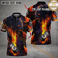 Maxcorners Ball 8 Fiery Wolf Billiard Jersey Multicolor Options Personalized Name, Team Name 3D Shirt