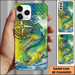 Maxcorner Mahi-mahi Fishing Compass Water Splash Personalized Name 3D Phone Case