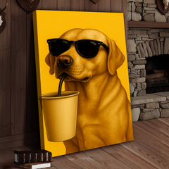 Maxcorners Dog Cool Drink 3D Wrapped Canvas