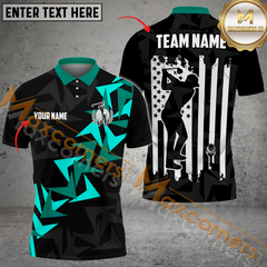 Maxcorners Golf Fallen Leaves Multicolor Option Customized Name, Team Name 3D Polo Shirt