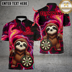 Maxcorners Darts Sloth With Dartboard Multicolor Customized Name, Team Name 3D Shirts