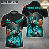 Maxcorners Billiards King Shirt – 8-Ball with Crown Multicolor Personalized 3D Shirt, Royal 8-Ball with Beer & Fire Shirt
