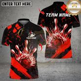 Maxcorners Bowling Flame Splash Multioptions Personalized Name, Team Name Unisex 3D Shirts