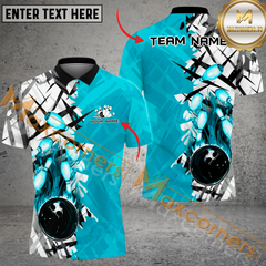 Maxcorners Double Faced Bowling Jersey Multicolor Option Customized Name, Team Name 3D Polo Shirt