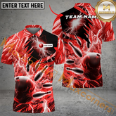 Maxcorners Color Lightning Bowling Jersey Multicolor Option Customized Name, Team Name 3D Polo Shirt