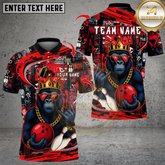 Maxcorners Bowling King Gorilla Cool Multicolor Customized Name, Team Name 3D Shirts