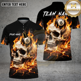 Maxcorners Billiards Shirt Flaming Skull 8 Ball Design Multicolor Options Personalized Name, Team Name 3D Shirt (4 Colors)