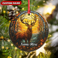 Maxcorners Personalized Deer Ornament, Custom Name Christmas Decoration, Rustic Woodland Animal Ornament for Holiday Tree LM0411