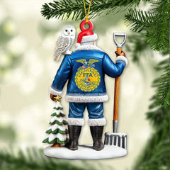 Maxcorners Custom Name FFA Ornament, Santa Farmer Christmas Ornament50 2D Flat LM2111